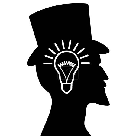 Illustration for Light bulb in the profile of the head of a beautiful old man. Concept for brainstorming, ideas, eureka. - Royalty Free Image