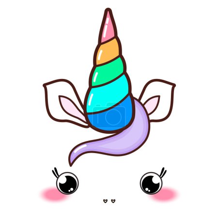 Ilustración de Cuerno de unicornio lindo de Kawaii, historieta colorida divertida. - Imagen libre de derechos