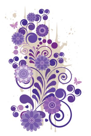 Illustration for Elegant floral swirls in a trendy purple hue. Perfect for wedding invitations and romantic greetings. Vector illustration. - Royalty Free Image