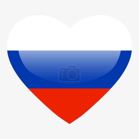Ilustración de Amor bandera de Rusia, RF corazón botón brillante, bandera rusa icono símbolo del amor. Símbolo patriótico nacional ruso. - Imagen libre de derechos