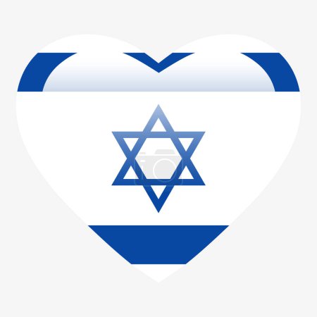 Téléchargez les illustrations : Amour drapeau d'Israël, Israël coeur bouton brillant, icône du drapeau israélien symbole de l'amour. Symbole national israélien patriotique. - en licence libre de droit