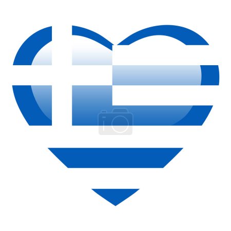 Ilustración de Amor bandera de Grecia, Grecia botón brillante corazón, Grecia icono de la bandera símbolo del amor. Símbolo nacional patriótico Grecia. - Imagen libre de derechos