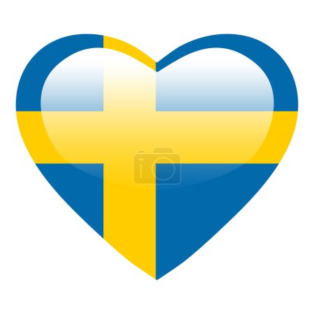 Ilustración de Amor bandera de Suecia, Suecia botón brillante corazón, Suecia icono de la bandera símbolo del amor. Símbolo patriótico nacional de Suecia. - Imagen libre de derechos