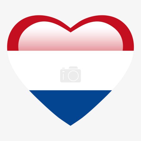Ilustración de Love Netherlands flag, Netherlands heart glossy button, Netherlands flag icon symbol of love. Símbolo patriótico nacional neerlandés. - Imagen libre de derechos