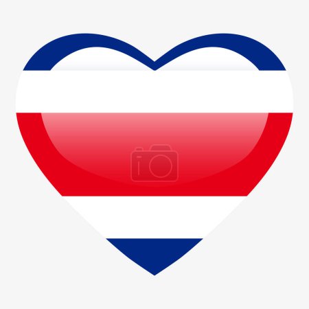 Illustration for Love Costa Rica flag, Costa Rica heart glossy button, Costa Rica flag icon symbol of love. Patriotic national Costa Rica symbol. - Royalty Free Image
