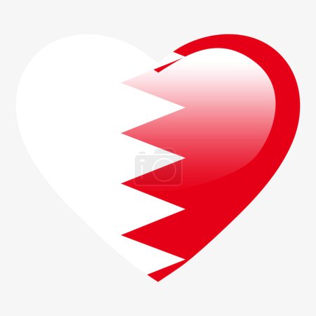 Ilustración de Amor Bandera de Bahréin, Corazón de Bahréin botón brillante, Bandera de Bahréin icono símbolo del amor. Símbolo patriótico nacional de Bahréin. - Imagen libre de derechos
