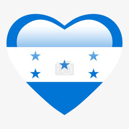 Illustration for Love Honduras flag, Honduras heart glossy button, Honduras flag icon symbol of love. Patriotic national Honduras symbol. - Royalty Free Image