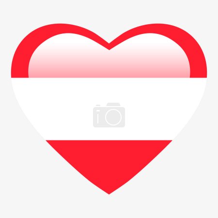 Téléchargez les illustrations : Love Autriche drapeau, Autriche coeur bouton brillant, Autriche icône du drapeau symbole de l'amour. Symbole national patriotique Autriche. - en licence libre de droit