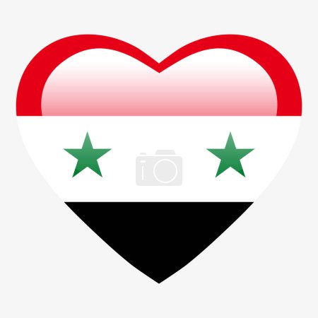 Ilustración de Love Syria flag, Siria botón brillante del corazón, Siria icono de la bandera símbolo del amor. Símbolo patriótico nacional de Siria. - Imagen libre de derechos