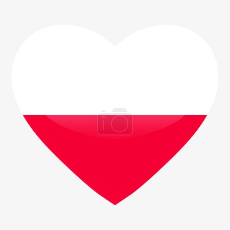 Ilustración de Amor bandera de Polonia, Polonia botón brillante corazón, Polonia icono de la bandera símbolo del amor. Símbolo patriótico nacional de Polonia. - Imagen libre de derechos