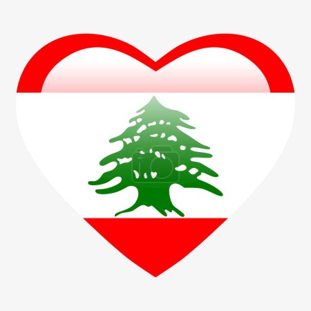 Illustration for Love Lebanon flag, Lebanon heart glossy button, Lebanon flag icon symbol of love. Patriotic national Lebanon symbol. - Royalty Free Image