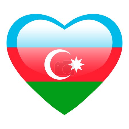 Illustration for Love Azerbaijan flag, Azerbaijan heart glossy button, Azerbaijan flag icon symbol of love. Patriotic national Azerbaijan symbol. - Royalty Free Image