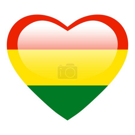 Ilustración de Amor Bandera de Bolivia, Bolivia botón brillante corazón, Bolivia icono de la bandera símbolo del amor. Símbolo patriótico nacional Bolivia. - Imagen libre de derechos