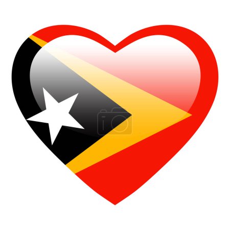 Téléchargez les illustrations : Amour Timor oriental drapeau, Timor oriental coeur bouton brillant, drapeau du Timor oriental icône symbole de l'amour. Symbole national patriotique du Timor oriental. - en licence libre de droit