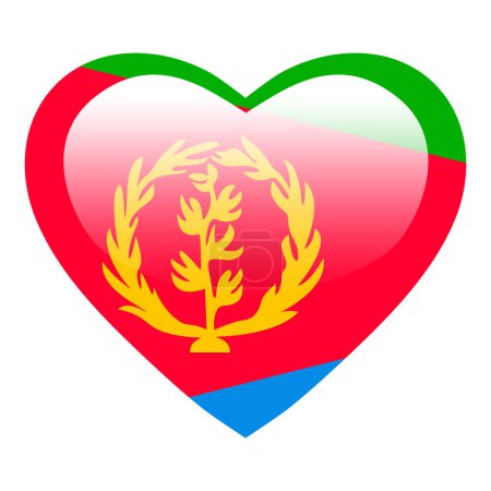 Ilustración de Love Eritrea flag, Eritrea heart shlossy button, Eritrea flag icon symbol of love. Patriótica nacional símbolo de Eritrea. - Imagen libre de derechos
