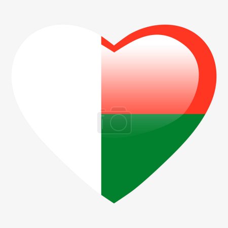 Ilustración de Love Madagascar flag, Madagascar heart glossy button, Madagascar flag icon symbol of love. Símbolo patriótico nacional Madagascar. - Imagen libre de derechos