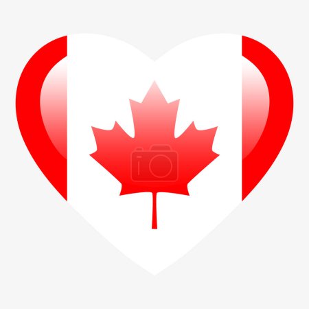 Ilustración de Love Canada flag, Canada heart glossy button, Canada flag icon symbol of love. Simblol patriótico nacional Canadá. - Imagen libre de derechos