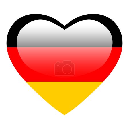 Téléchargez les illustrations : Love Allemagne drapeau, Allemagne coeur bouton brillant, icône du drapeau allemand symbole de l'amour. Symbole national allemand patriotique. - en licence libre de droit