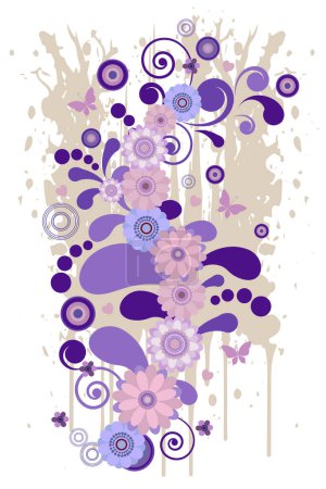 Illustration for Artistic flower pattern with a touch of grunge. Great for creating unique birthday cards and trendy apparel designs. Vector illustration. - Royalty Free Image