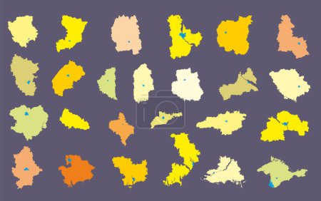 Ilustración de Administrative divisions of Ukraine - maps of the regions of Ukraine. - Imagen libre de derechos