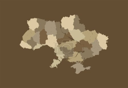 Illustration for The map of Ukraine in the colors of military camouflage. Borders of oblasts are shown. - Royalty Free Image