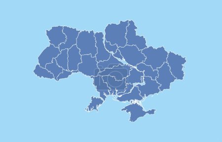 Ilustración de Map of Ukraine in blue. - Imagen libre de derechos