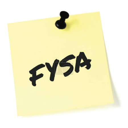 Photo for For your situational awareness acronym FYSA black marker written military initialism, crucial current combat action environment conditions information report, actionable mission info understanding concept, isolated yellow post-it to-do list sticker - Royalty Free Image