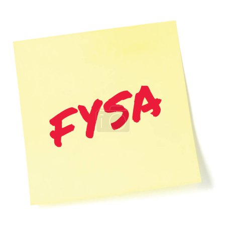 Photo for For your situational awareness acronym FYSA red marker written military initialism, crucial current combat action environment conditions information report, actionable mission info understanding concept, isolated yellow post-it to-do list sticky note - Royalty Free Image