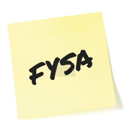 Photo for For your situational awareness acronym FYSA black marker written military initialism text, crucial current combat action environment conditions information report, actionable mission info understanding concept isolated yellow post-it sticky note - Royalty Free Image