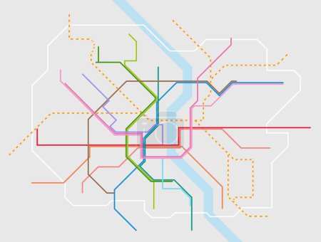 Téléchargez les illustrations : Illustration vectorielle modifiable en couches de la carte du réseau ferroviaire de Cologne, Allemagne - en licence libre de droit