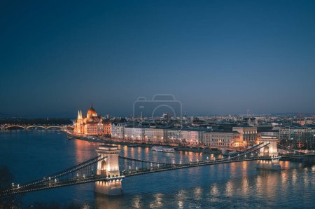 Photo for Chain Bridge and the Parliament in Budapest in blue hour - Royalty Free Image