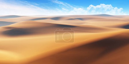 Téléchargez les photos : Dunes de sable dans le désert, paysage désertique chaud et sec. Illustration 3d - en image libre de droit