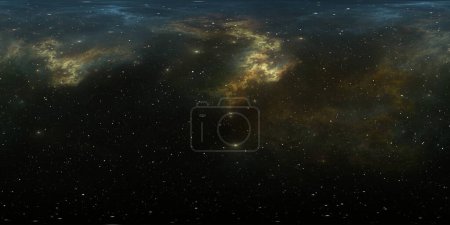 Téléchargez les photos : 360 degree space background with nebula and stars, equirectangular projection, environment map. HDRI spherical panorama. 3d illustration - en image libre de droit