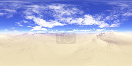 360 Grad außerirdische Wüstenlandschaft. Rechteckige Projektion, Umgebungskarte, HDRI-Kugelpanorama. 3D-Illustration
