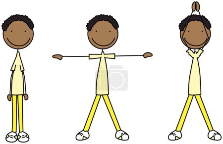 Illustration for Cartoon vector illustration of a boy exercising - jumping jacks with over head clap - Royalty Free Image