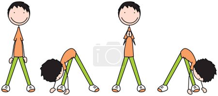 Ilustración de Ilustración vectorial de dibujos animados de un niño haciendo ejercicio - palmadas de pie - Imagen libre de derechos