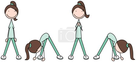 Ilustración de Ilustración vectorial de dibujos animados de una niña haciendo ejercicio - palmadas de pie - Imagen libre de derechos