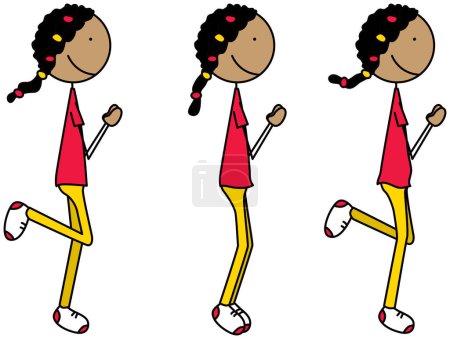 Ilustración de Cartoon vector illustration of a girl exercising - butt kicks - Imagen libre de derechos