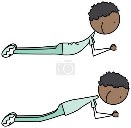 Illustration for Cartoon vector illustration of a boy exercising - abdominal bridge - Royalty Free Image