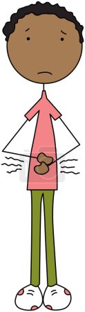 Ilustración de Dibujos animados ilustración de un niño hambriento con el estómago gruñendo - Imagen libre de derechos