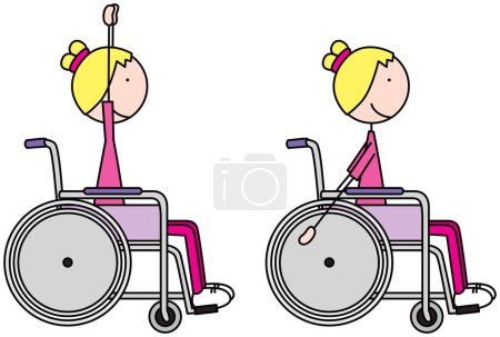 Cartoon-Vektor-Illustration eines Mädchens beim Training - Armheben im Sitzen