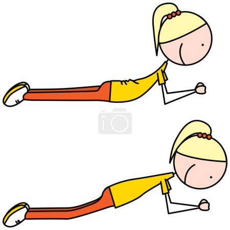 Illustration for Cartoon vector illustration of a girl exercising - abdominal bridge - Royalty Free Image