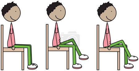 Cartoon vector illustration of a boy exercising - seated march in place