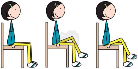 Cartoon vector illustration of a girl exercising - seated march in place