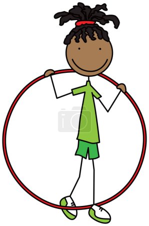 Illustration for Cartoon illustration of a girl holding hula hoop ring - Royalty Free Image