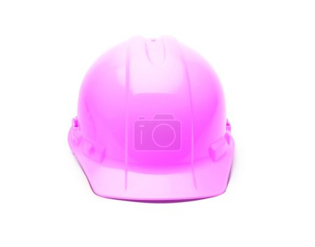Foto de Rosa seguridad construcción casco duro aislado sobre un fondo blanco. - Imagen libre de derechos