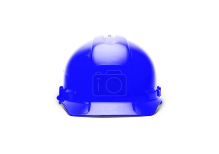 Téléchargez les photos : Chapeau dur bleu de sécurité de construction face à l'avant isolé sur blanc prêt pour votre logo. - en image libre de droit