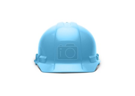 Téléchargez les photos : Chapeau dur de sécurité de construction bleu clair face à l'avant isolé sur blanc prêt pour votre logo. - en image libre de droit