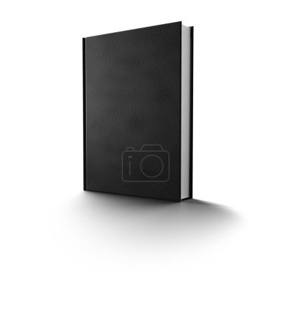Foto de Tapa de libro negra maqueta en blanco aislada sobre un fondo blanco. - Imagen libre de derechos