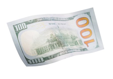 Photo for One Hundred Dollar Bill Falling or Floating on Empty Background. - Royalty Free Image